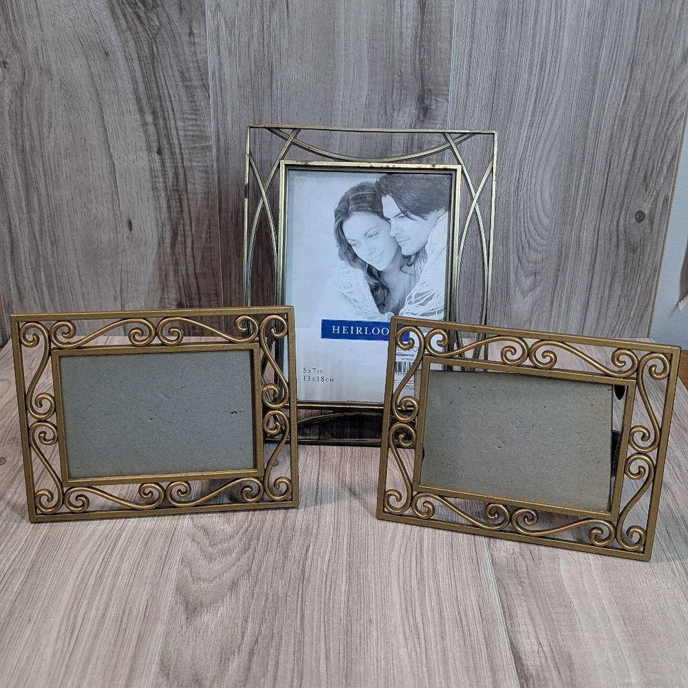 Gold Tone Picture Frame Bundle Of (3) 4x6 & 5x7